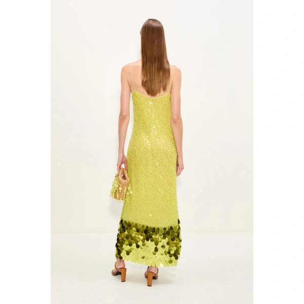 Simon Miller Imogen Sequin Midi Dress in Peridot Combo | Midi Dresses | Coveti