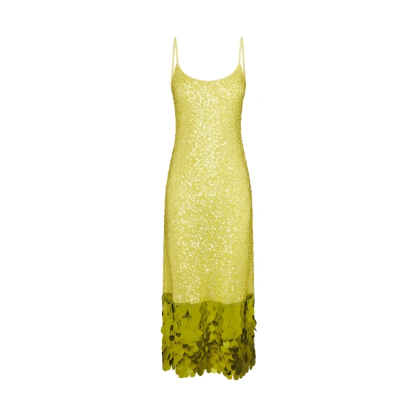 Imogen Sequin Midi Dress in Peridot Combo