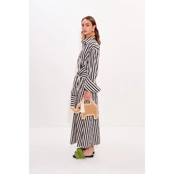 Simon Miller Inna Poplin Maxi Dress in Black and White Stripe | Maxi Dresses | Coveti