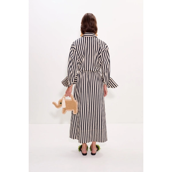 Simon Miller Inna Poplin Maxi Dress in Black and White Stripe | Maxi Dresses | Coveti