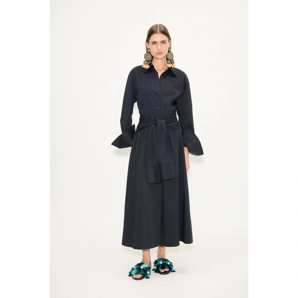 Simon Miller Inna Poplin Maxi Dress in Black | Maxi Dresses | Coveti