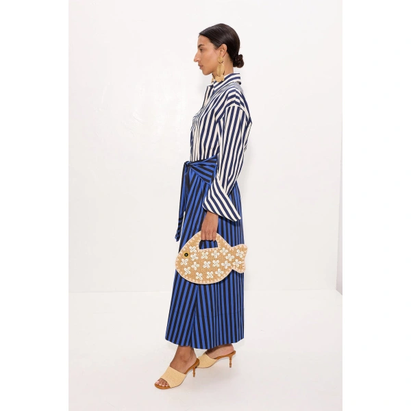 Simon Miller Inna Poplin Maxi Dress in Cobalt Stripe Combo | Maxi Dresses | Coveti