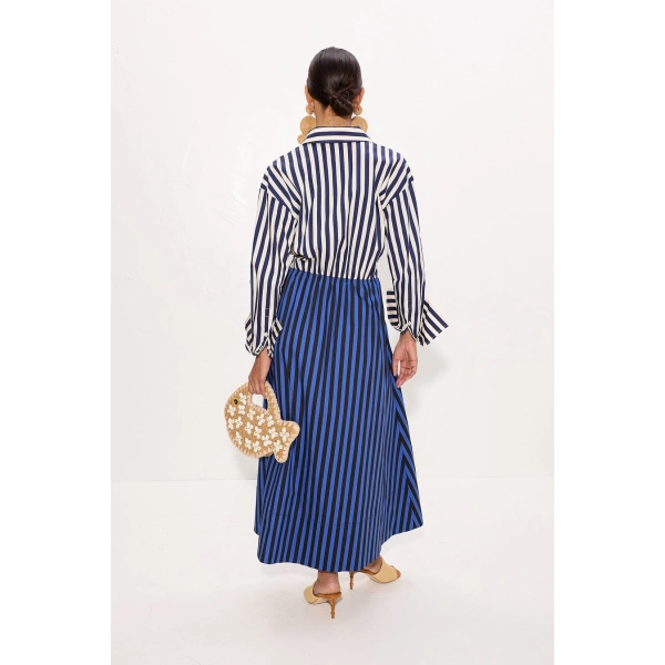 Simon Miller Inna Poplin Maxi Dress in Cobalt Stripe Combo | Maxi Dresses | Coveti