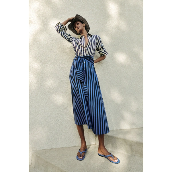Simon Miller Inna Poplin Maxi Dress in Cobalt Stripe Combo | Maxi Dresses | Coveti