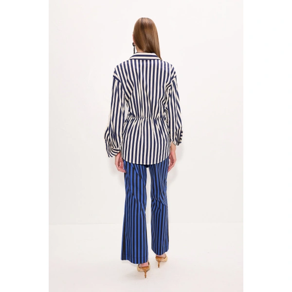 Simon Miller Inna Poplin Top in Cobalt Stripe Combo | Shirts | Coveti
