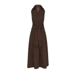 Simon Miller Inna Sleeveless Poplin Dress in Black and Choco Brown Stripe | Maxi Dresses | Coveti