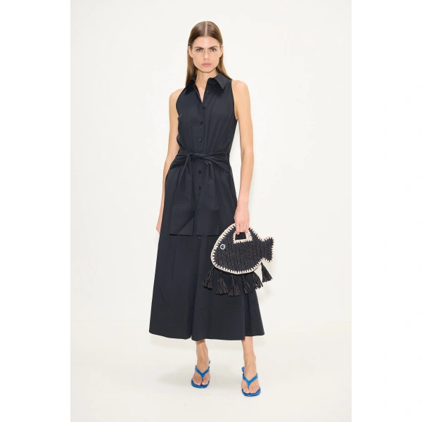 Simon Miller Inna Sleeveless Poplin Dress in Black | Maxi Dresses | Coveti
