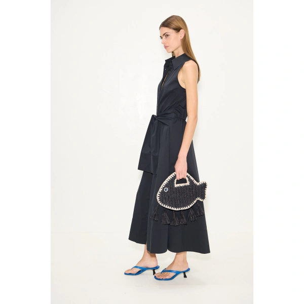 Simon Miller Inna Sleeveless Poplin Dress in Black | Maxi Dresses | Coveti