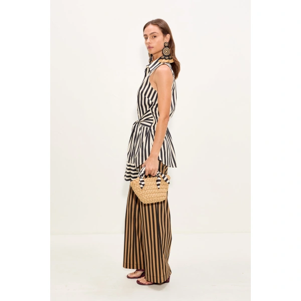 Simon Miller Inna Sleeveless Poplin Top in Black and White Stripe | Sleeveless Tops | Coveti