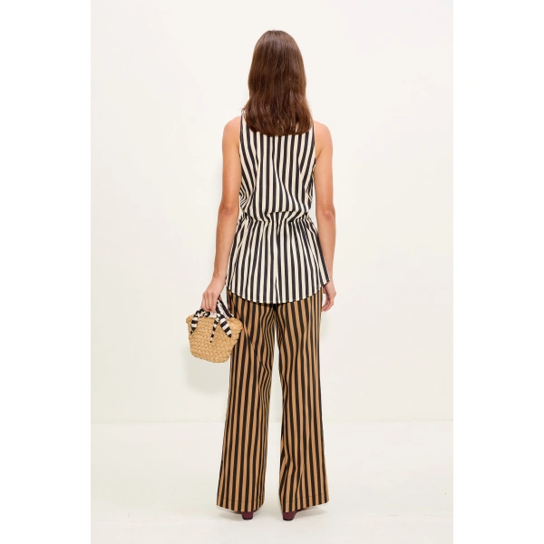 Simon Miller Inna Sleeveless Poplin Top in Black and White Stripe | Sleeveless Tops | Coveti