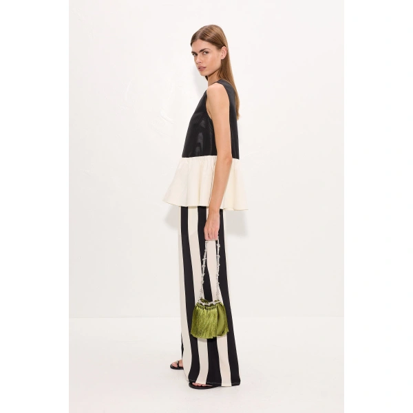 Simon Miller Iris Moire Top in Black and Bone | Sleeveless Tops | Coveti