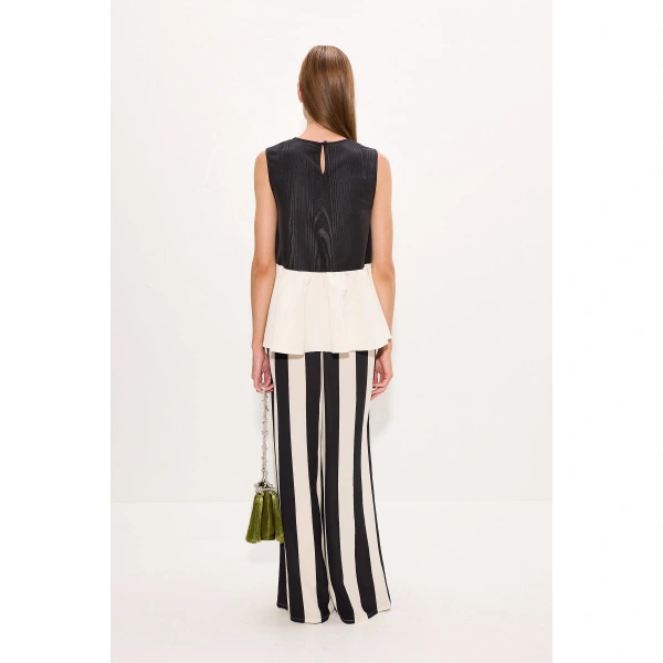 Simon Miller Iris Moire Top in Black and Bone | Sleeveless Tops | Coveti