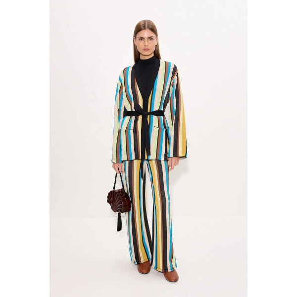 Simon Miller Jabber Knit Pant in Ocean Stripe | Wide-Leg Pants | Coveti