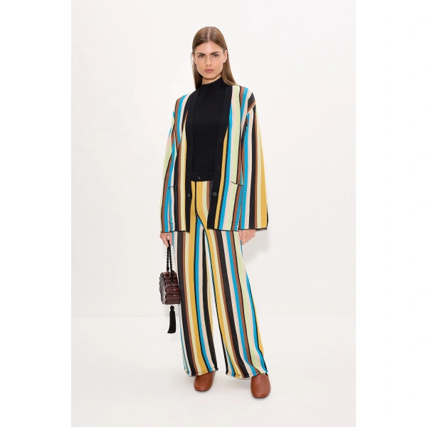 Simon Miller Jabber Knit Pant in Ocean Stripe | Wide-Leg Pants | Coveti