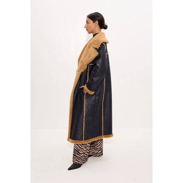 Simon Miller Jetz Faux Shearling Coat in Black | Coats | Coveti