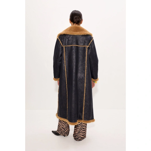 Simon Miller Jetz Faux Shearling Coat in Black | Coats | Coveti
