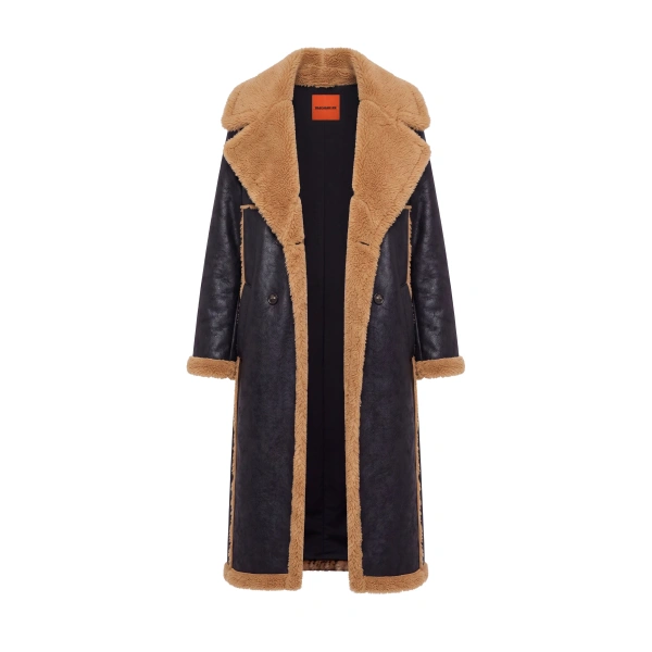 Simon Miller Jetz Faux Shearling Coat in Black | Coats | Coveti