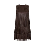 Simon Miller Jupiter Fringe Dress in Dark Choco Brown | Mini Dresses | Coveti