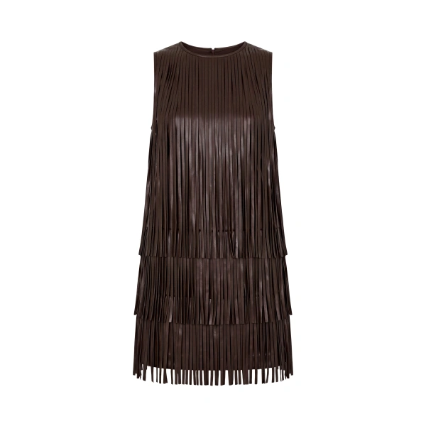 Jupiter Fringe Dress in Dark Choco Brown