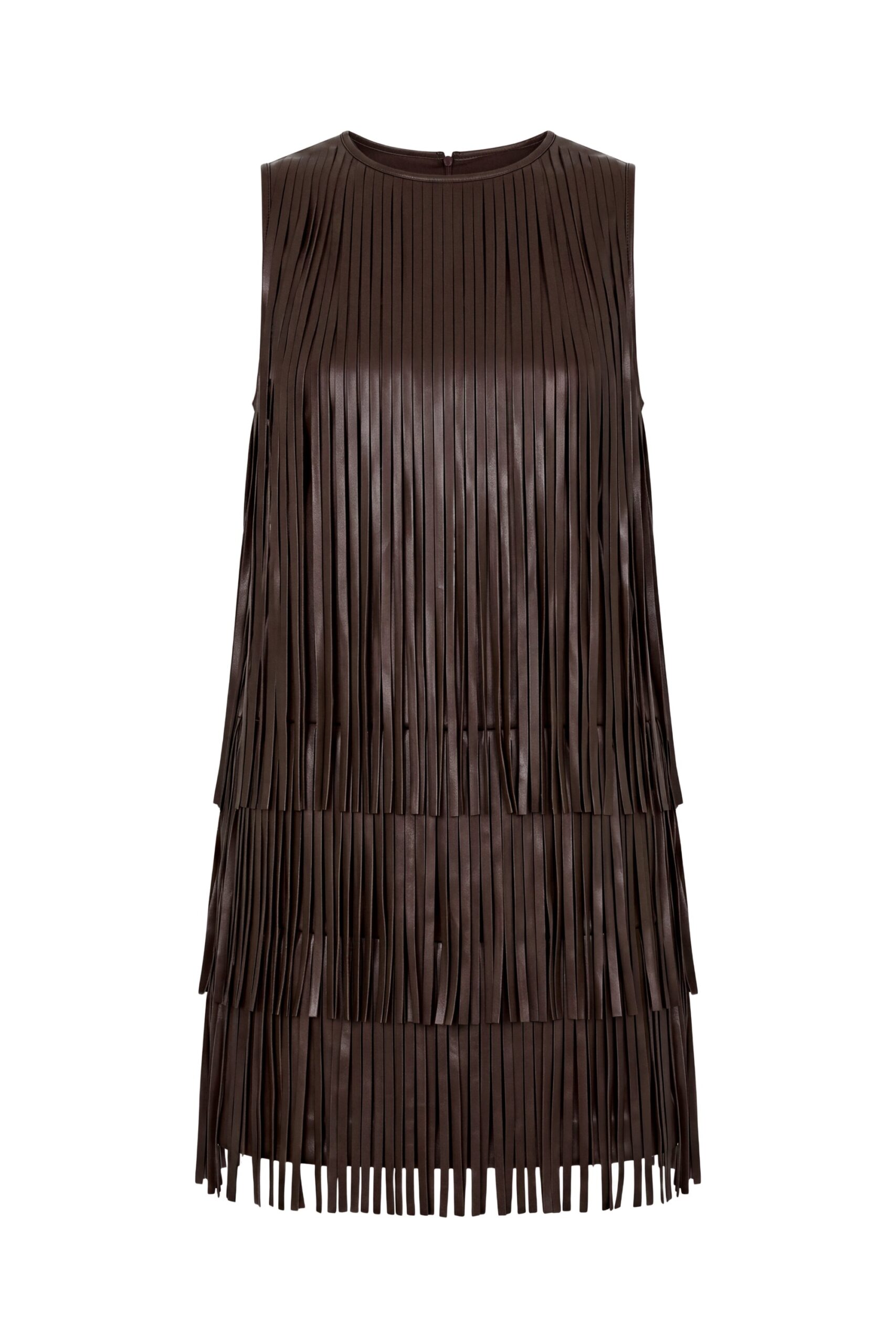 Simon Miller Jupiter Fringe Dress in Dark Choco Brown Simon Miller Jupiter Fringe Dress in Dark Choco Brown | Mini Dresses | Coveti