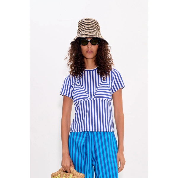 Simon Miller Kini Striped Tee in Blue Stripe | T-Shirts | Coveti