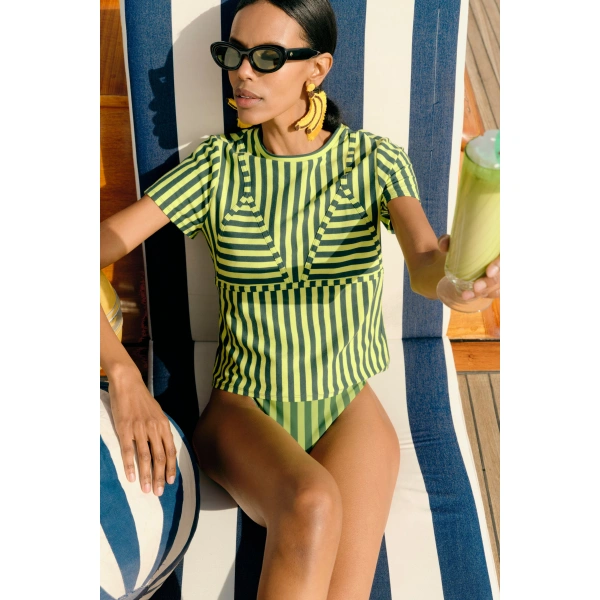 Simon Miller Kini Striped Tee in Lime Stripe | T-Shirts | Coveti