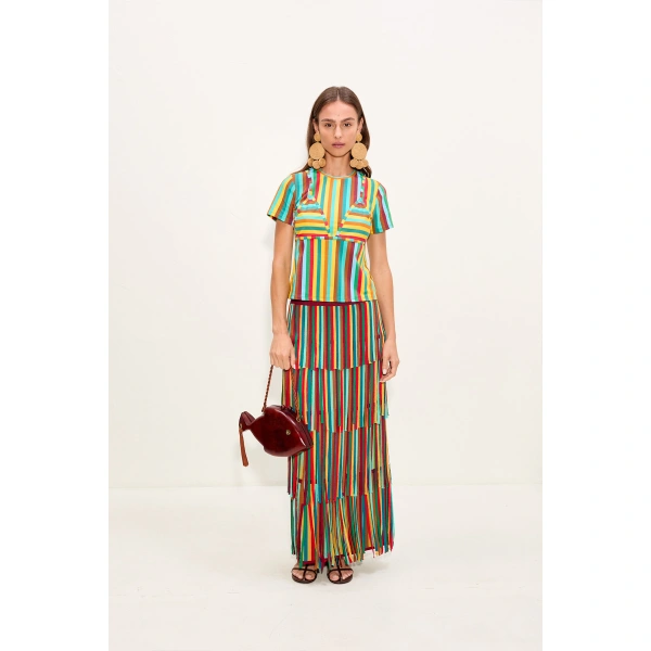 Simon Miller Kini Striped Tee in Vibrant Multi Stripe | T-Shirts | Coveti