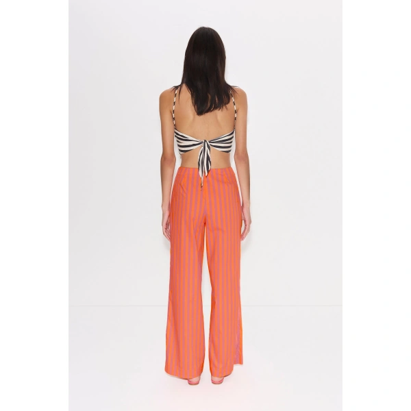 Simon Miller Kit Poplin Tie Top in Black and White Stripe | Sleeveless Tops | Coveti