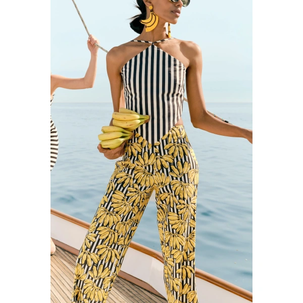 Simon Miller Kit Poplin Tie Top in Black and White Stripe | Sleeveless Tops | Coveti