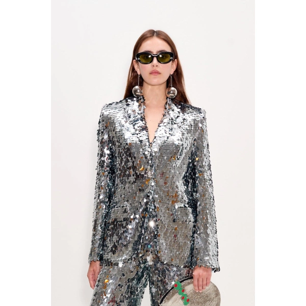 Simon Miller Leon Sequin Blazer in Satellite Silver | Blazers | Coveti