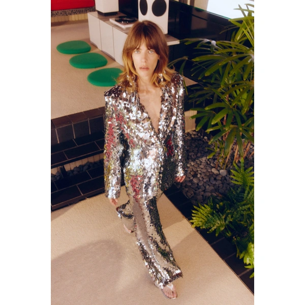 Simon Miller Leon Sequin Blazer in Satellite Silver | Blazers | Coveti