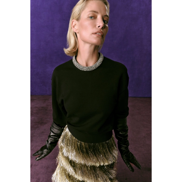 Simon Miller Lillian Embellished Sweater in Black | Sweaters | Coveti