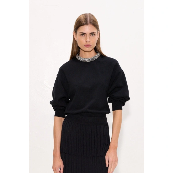 Simon Miller Lillian Embellished Sweater in Black | Sweaters | Coveti