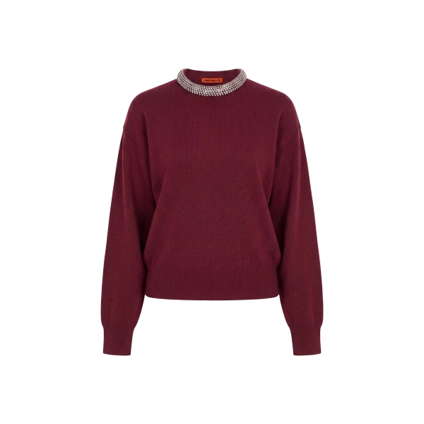 Simon Miller Lillian Embellished Sweater in Bordeaux | Sweaters | Coveti