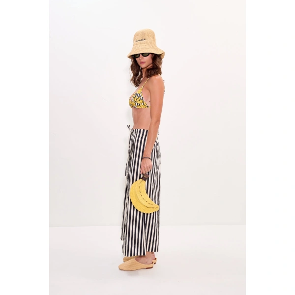 Simon Miller Lima Poplin Pant in Black and White Stripe | Wide-Leg Pants | Coveti