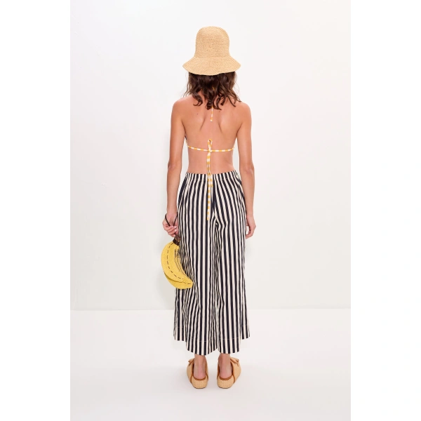 Simon Miller Lima Poplin Pant in Black and White Stripe | Wide-Leg Pants | Coveti