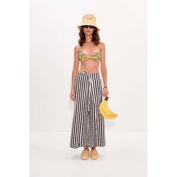 Simon Miller Lima Poplin Pant in Black and White Stripe | Wide-Leg Pants | Coveti