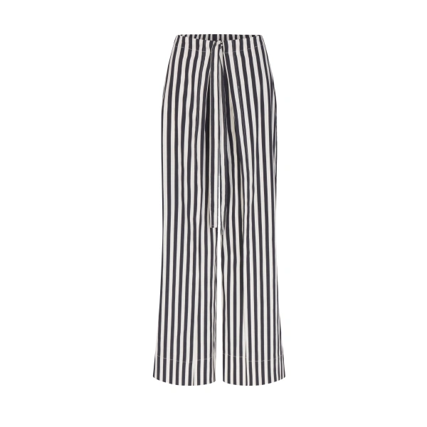 Lima Poplin Pant in Black and White Stripe