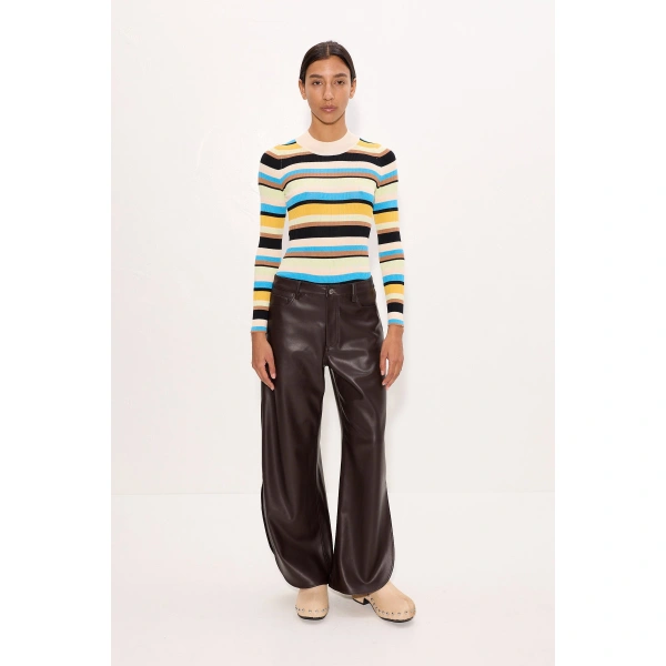 Simon Miller Livia Vegan Leather Pant in Dark Choco Brown | Leather Pants | Coveti