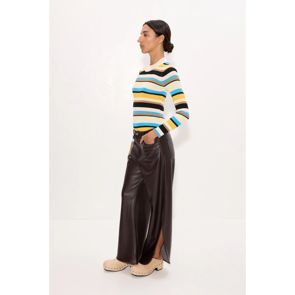 Simon Miller Livia Vegan Leather Pant in Dark Choco Brown | Leather Pants | Coveti