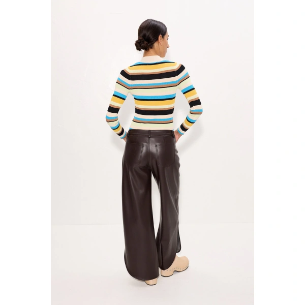 Simon Miller Livia Vegan Leather Pant in Dark Choco Brown | Leather Pants | Coveti