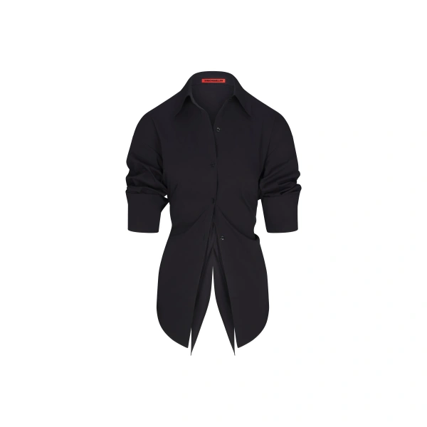 Loch Poplin Button Up in Black