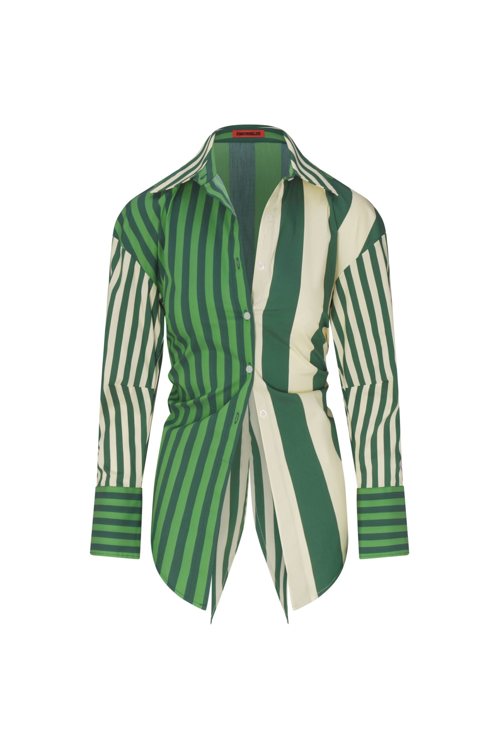 Simon Miller Loch Poplin Button Up in Green Stripe Combo Simon Miller Loch Poplin Button Up in Green Stripe Combo | Shirts | Coveti