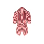 Simon Miller Loch Poplin Button Up in Venetian Red Stripe | Shirts | Coveti