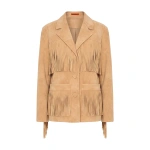 Simon Miller Mabel Vegan Leather Fringe Jacket in Sand | Jackets | Coveti