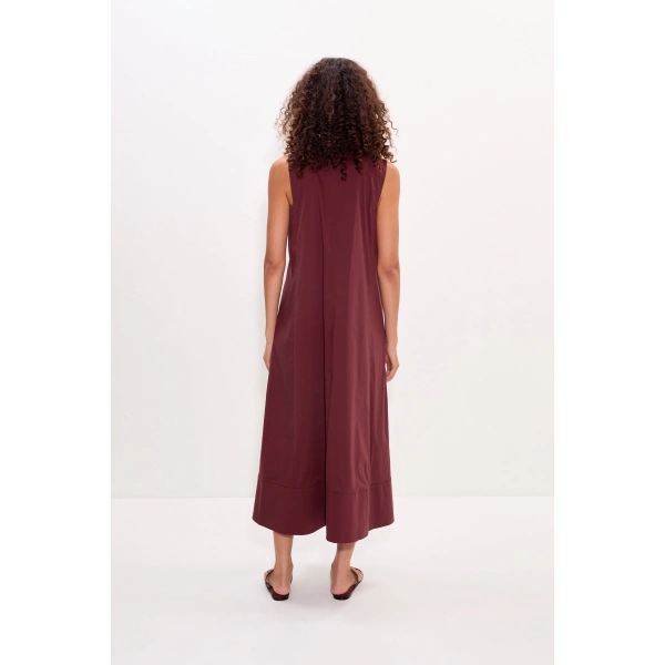 Simon Miller Mar Crochet Poplin Dress in Choco Brown | Maxi Dresses | Coveti