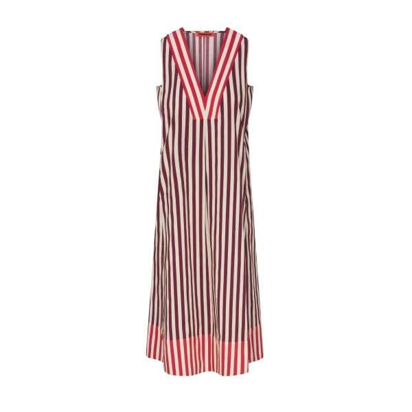 Mar Poplin Dress in Bordeaux Stripe Combo