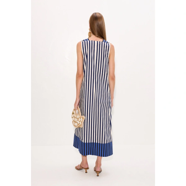 Simon Miller Mar Poplin Dress in Cobalt Stripe Combo | Maxi Dresses | Coveti