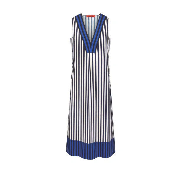 Mar Poplin Dress in Cobalt Stripe Combo