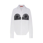 Simon Miller Maren Poplin Crochet Button Up in Macadamia | Shirts | Coveti